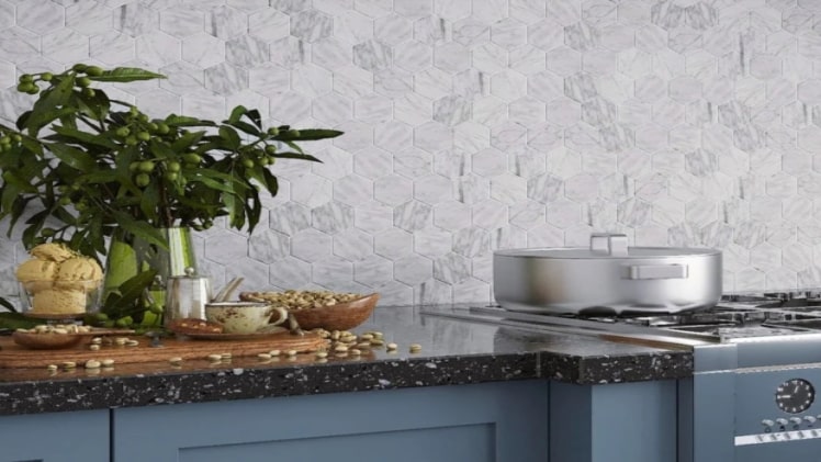Peel and Stick Hexagon Tile Backsplash
